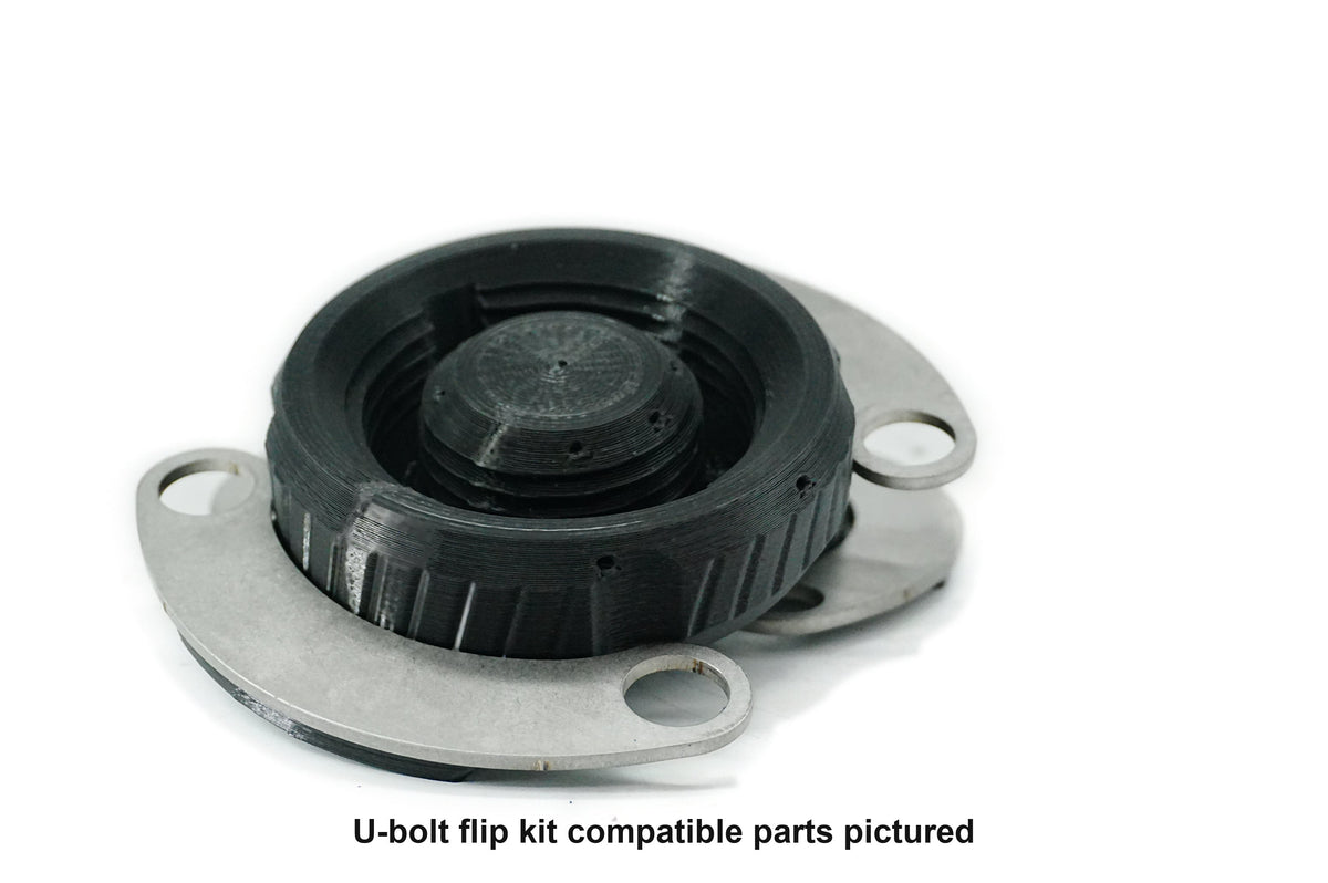 U-bolt flip kit compatible parts pictured. Base B2.7 and plate P9.