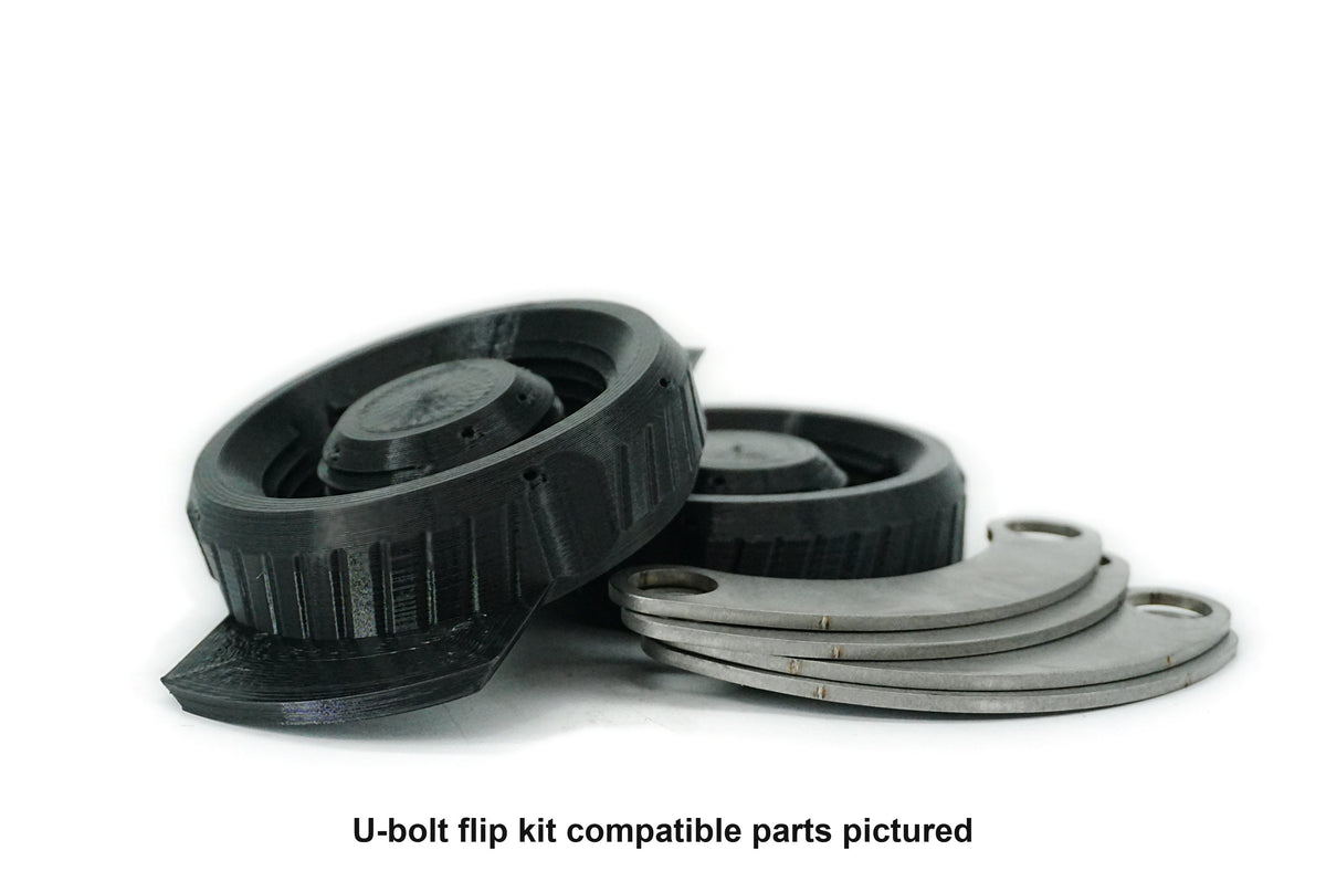 U-bolt flip kit compatible parts pictured. Base B2.7 and plate P9.
