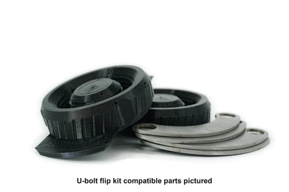 U-bolt flip kit compatible parts pictured. Base B2.7 and plate P9.