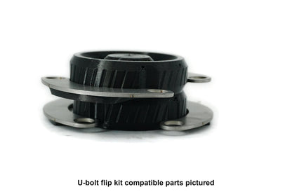 U-bolt flip kit compatible parts pictured. Base B2.7 and plate P9.