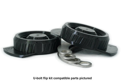 U-bolt flip kit compatible parts pictured. Base B2.7 and plate P9.