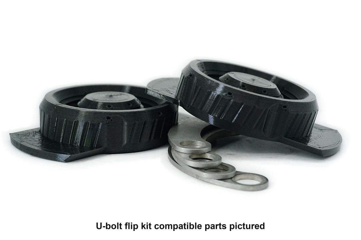 U-bolt flip kit compatible parts pictured. Base B2.7 and plate P9.