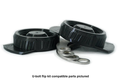 U-bolt flip kit compatible parts pictured. Base B2.7 and plate P9.